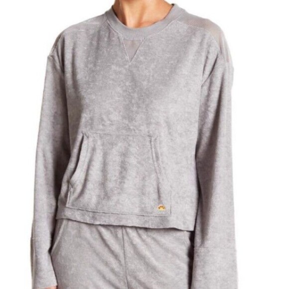 C&C California Top Terry Mesh Size M Bell Long Sleeves Gray Casual Pockets Beach - Picture 11 of 13